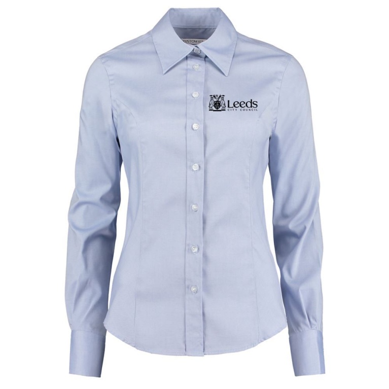 LEEDS CITY COUNCIL WOMENS OXFORD BUTTON DOWN LONG SLEEVE BLUE SHIRT