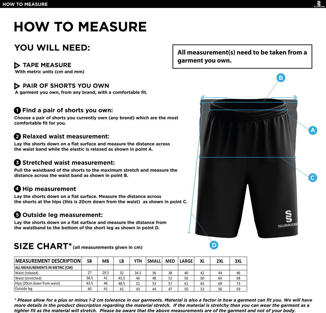 Leeds City Council Ripstop Pocketed Shorts - Size Guide