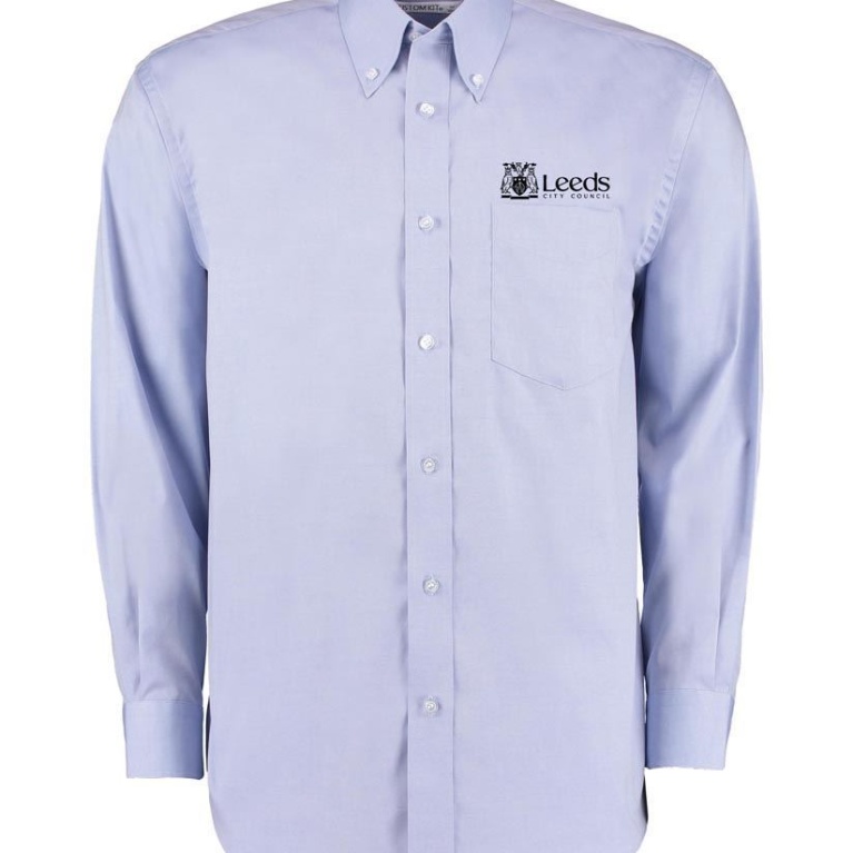 LEEDS CITY COUNCIL MENS OXFORD BUTTON DOWN LONG SLEEVE BLUE SHIRT