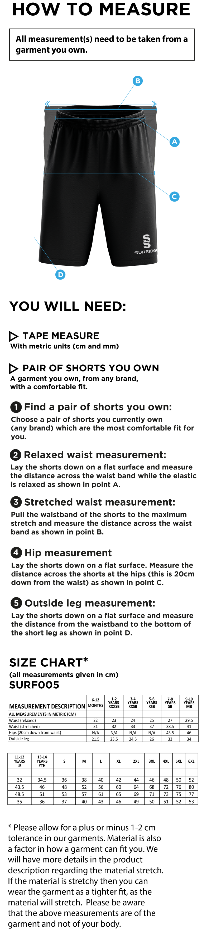 LEEDS CITY COUNCIL MATCH SHORTS - Size Guide