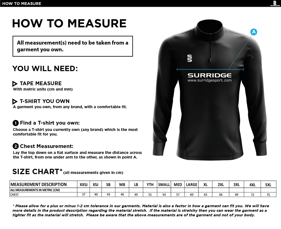 LEEDS CITY COUNCIL DUAL MID-LAYER - Size Guide