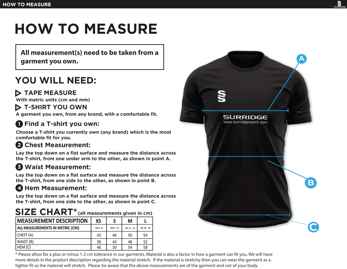 LEEDS CITY COUNCIL Women's Games Shirt - Size Guide