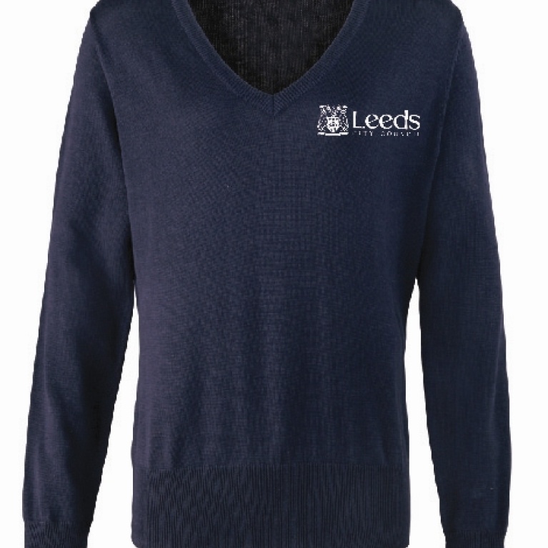 LEEDS CITY COUNCIL WOMEN'S NAVY V-NECK KNITTED SWEATER