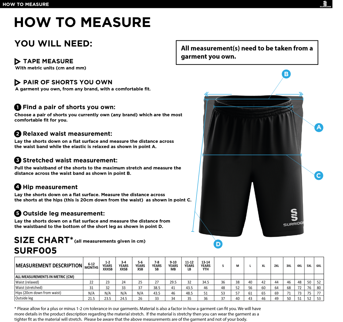 LEEDS CITY COUNCIL MATCH SHORTS - Size Guide